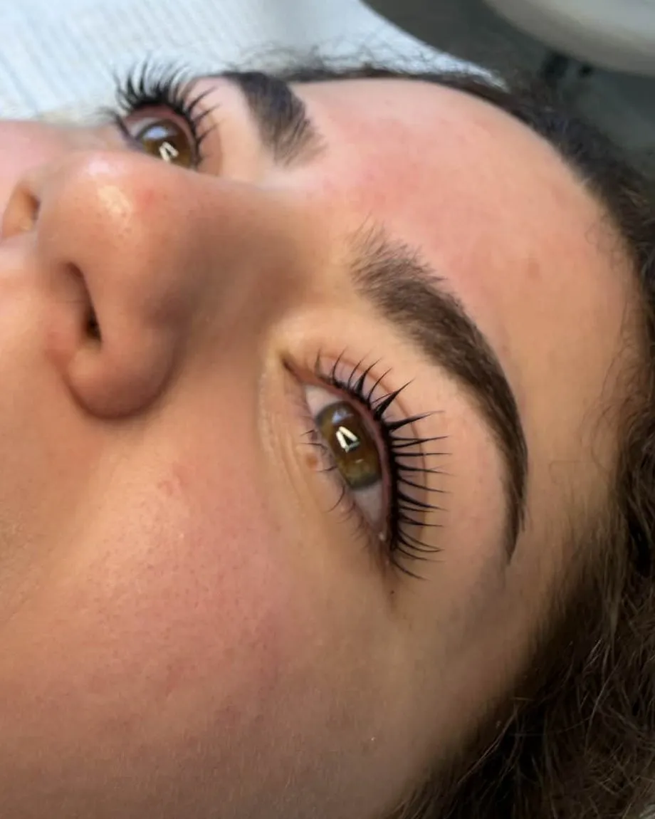 Lifted and tinted lashes, curled from the root